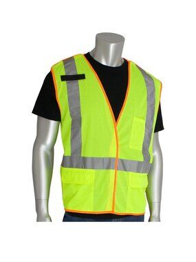 PIP Hi-Vis Safety Vest ANSI Class 2 Mesh Breakaway X-Back XL - 5 Pack